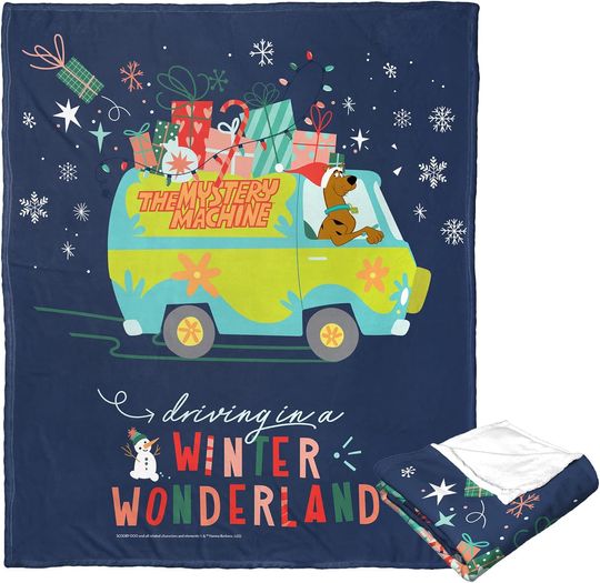 Northwest Scooby Doo Silk Touch Throw Blanket, 50" x 60", Driving in a Winter Wonderland