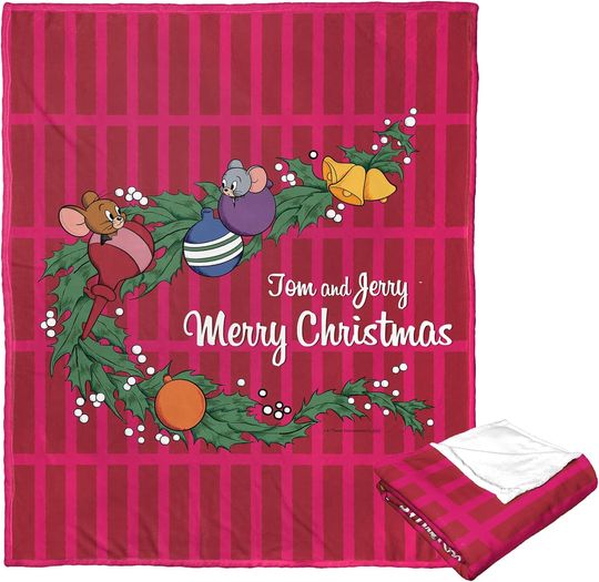 Northwest Tom & Jerry Silk Touch Throw Blanket, 50" x 60", Merry Christmas
