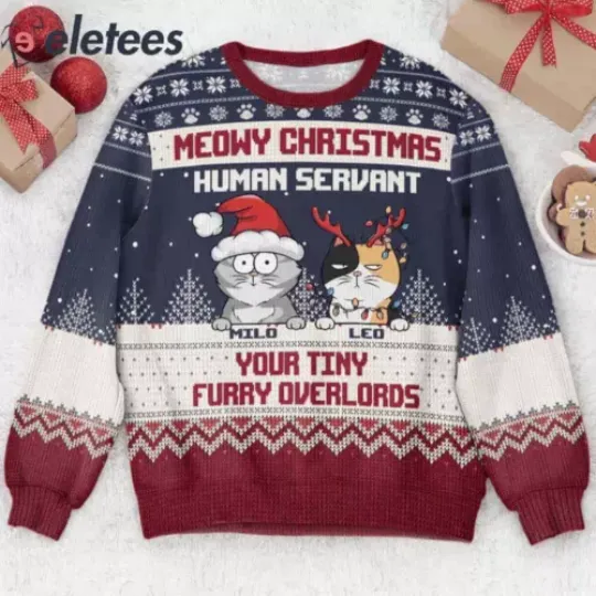 Meowy Christmas Human Servant Custom Name Ugly Christmas Sweater 2EJAIS5T