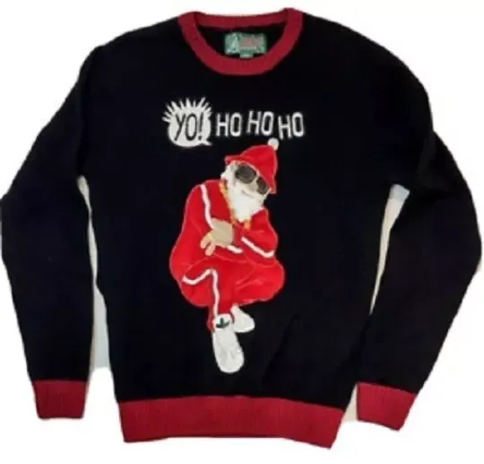 UGLY CHRISTMAS SWEATER YO HO HO HO FUNNY MTV RAP  ERA SWEATER NEW ADULT MEDIUM