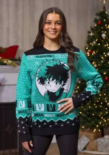 Hero Anime Deku Ugly Christmas Sweater Size L