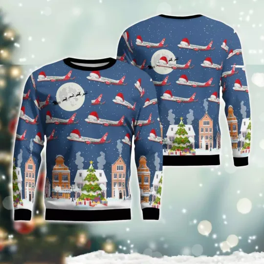Air Berlin Boeing 737-800 Flying 3D Christmas Ugly Sweater (AOP) Size S-5XL