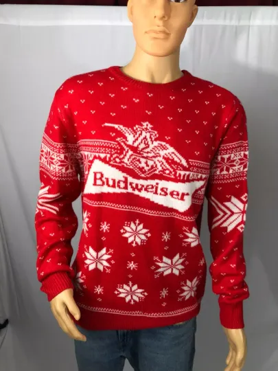 Christmas Sweater - Men's Budweiser Beer - Ugly Holiday Party - Size Small