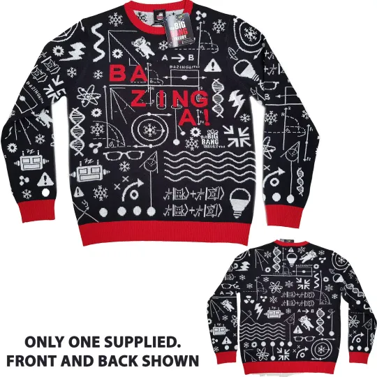 The Big Bang Theory Bazinga Knitted Xmas Jumper Ugly Sweater Novelty Official