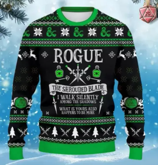 Classes Rogue Dungeon Master Ugly Christmas Sweater, D&D Lovers