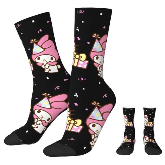 Official Hello Kitty Happy Birthday To Friend Sock Male Men Socks Hip Hop My Melody Skateboard Women Spring Summer Autumn Winter