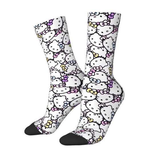Cool Hello Kitty Sanrio Socks Men Women Warm 3D Printing Sports Basketball Socks