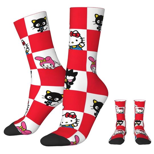 Funny Official Sanrio Kuromi Melody Hello Kitty Sports Socks Cartoon Polyester Long Socks for Unisex Breathable
