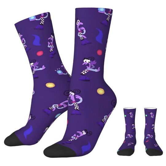Colorful Inside Out Emotions Mood Fear Basketball Socks Cartoon Anime Polyester Long Socks for Women Men Non-slip