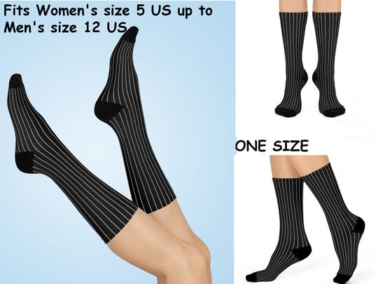 Nightmare Pinstriped Socks Black White Vertical Striped Women Halloween Christmas Gift Stitches Rag Doll Unisex Cosplay Women