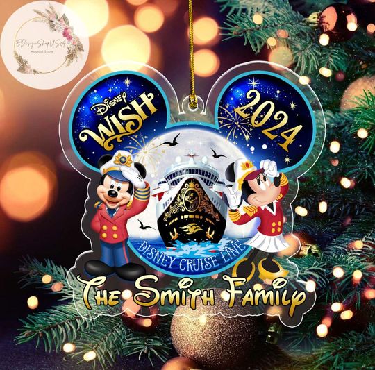 Personalized Disney Cruise Line Ornament 2024, Mickey and Friends Cruise Trip, Custom family Name Disney Cruise ornament, Christmas gift