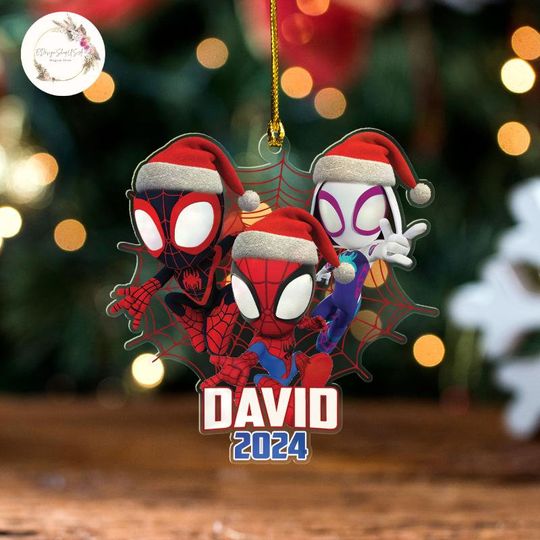 Personalized Disney Spidey and His Amazing Friends Christmas Ornament, Custom Name Superhero Spiderman Birthday Boy Girl Christmas Keepsake