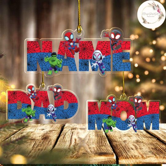 Personalized Disney Spidey and His Amazing Friends Christmas Ornament, Custom Name Superhero Spiderman Birthday Christmas Keepsake Ornament