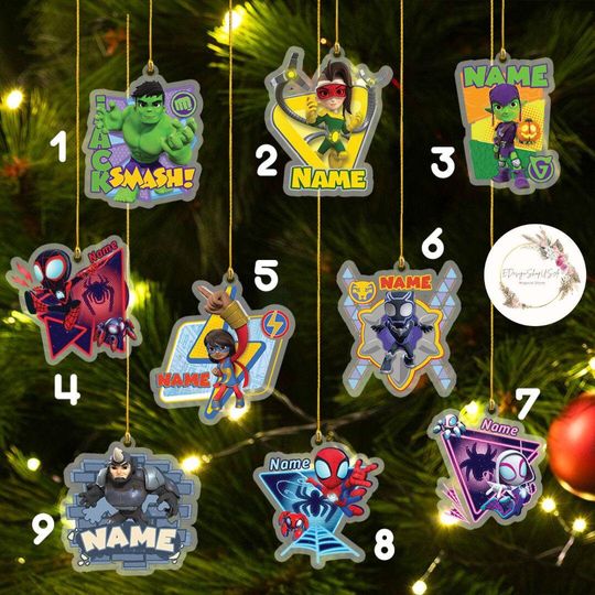 Personalized Disney Spidey and His Amazing Friends Christmas Ornament, Superhero Spiderman Birthday  Boy, Family Christmas Keepsake Ornament