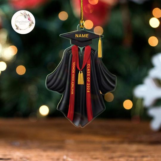 Personalized Graduation Ornament, Christmas 2024 Ornaments, Xmas Graduate Gift, Class Of 2024, Graduation Christmas Ornament. School Xmas