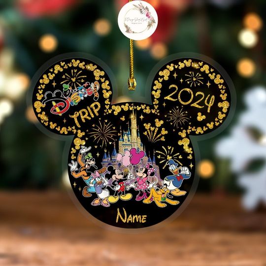 Personalized Mickey and Friends Disney Trip Christmas Ornament, Disney Castle Family Vacation , First Disney Trip 2024, Magic Kingdom