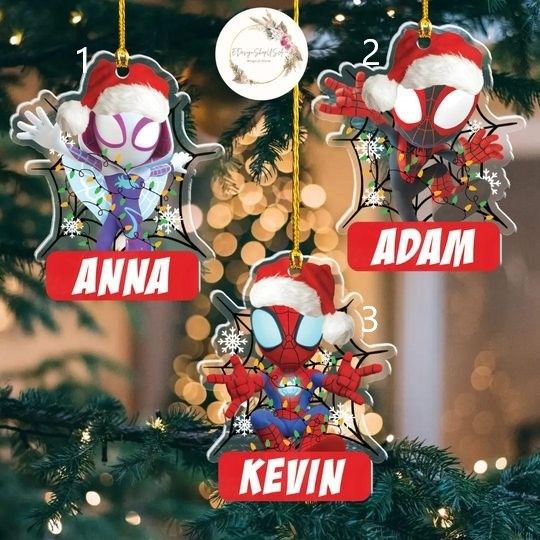 Personalized Disney Spidey and His Amazing Friends Christmas Ornament, Custom Name Superhero Spiderman Birthday Boy Girl Christmas Keepsake