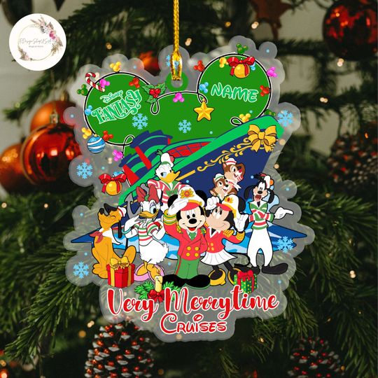 Personalized Mickey and Friends Very Merrytime Cruise Ornament, Disney Christmas Ornament Decor, Christmas Family Keepsake, Disney Cruise