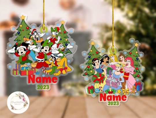 Personalized Disney Characters Christmas Tree Ornament, Christmas Disney Trip Ornaments, Disney Family Vacation, Disneyworld Ornament