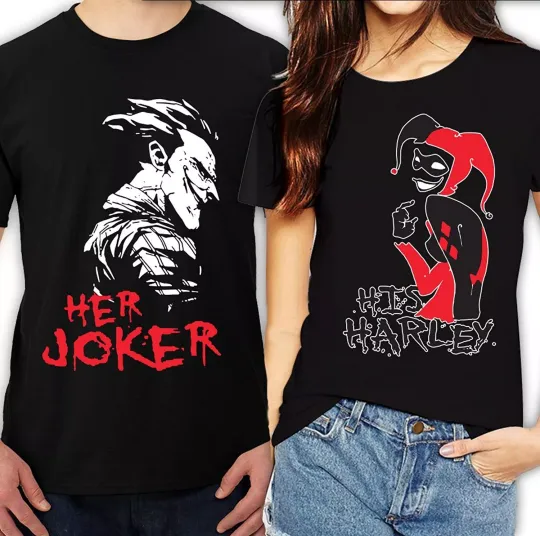 Her Joker His Harley Halloween couple matching funny cute T-Shirts