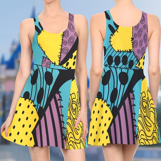 Sally Doll 3D Cosplay Costume Skater Dress, The Nightmare Before Christmas Dress, Sally Doll Halloween Horror Mom Daughter Dress