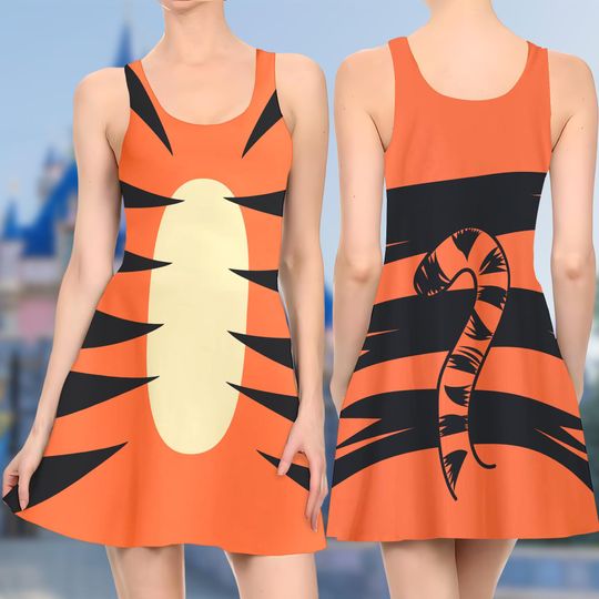 Tigger Winnie The Pooh 3D Cosplay Costume Skater Dress, Winnie The Pooh Dress, Tigger Tiger Mom Daughter Dress, Tigger Dress Gift