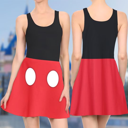Mickey Mouse 3D Cosplay Costume Skater Dress, Mickey Mouse And Dress, Mickey Mouse Mom Daughter Dress, Mouse Movie Dress Gift