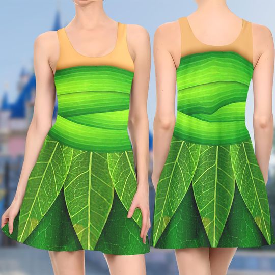 Tinker Bell Fairy 3D Cosplay Costume Skater Dress, Tinkerbell Dress, Fairy Tinkerbell Mom Daughter Dress, Fairy Tinkerbell Dress Gift
