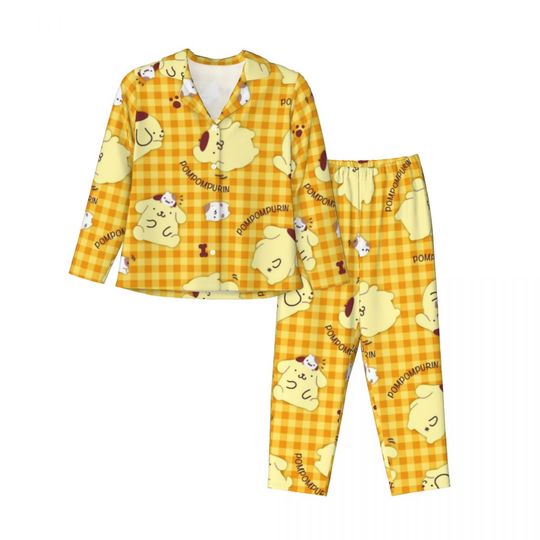 Sanrio Pompompurin Women's Pajamas Sets Woman 2 Pieces Pajamas Female Couples Loungewear Suit Home Clothes