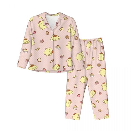Sanrio Pompompurin Women's Pajamas Sets Woman 2 Pieces Pajamas Female Couples Loungewear Suit Home Clothes