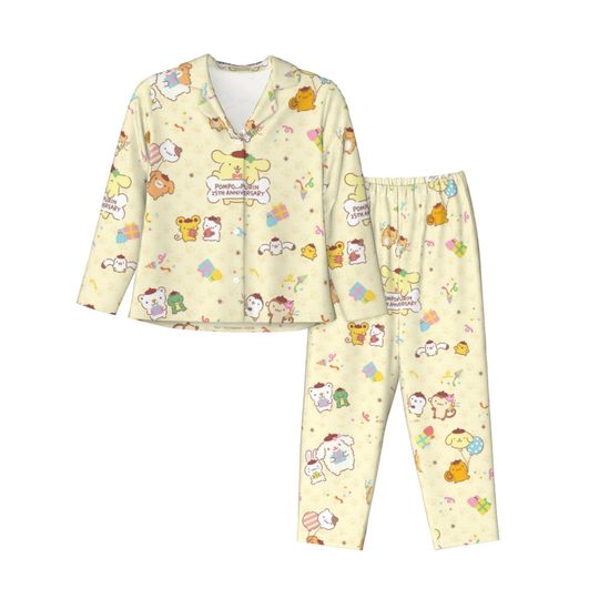 Sanrio Pompompurin Women Pajamas 2 Pieces Set Loungewear pyjama pour femme