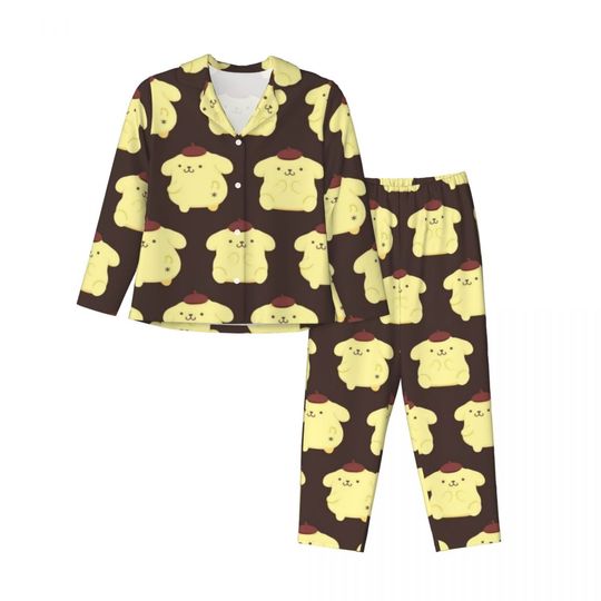 Sanrio Pompompurin Women's Pajamas Sets Woman 2 Pieces Pajamas Female Couples Loungewear Suit Home Clothes