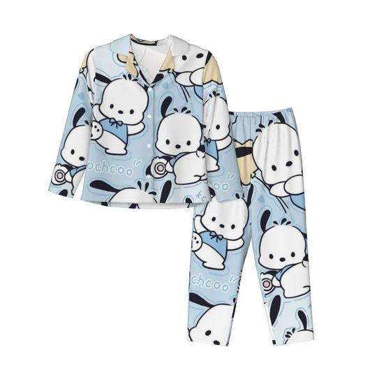Sanrio Pochacco Women's Pajamas Set 2 Piece Set For Women Casual Long sleeve Suit