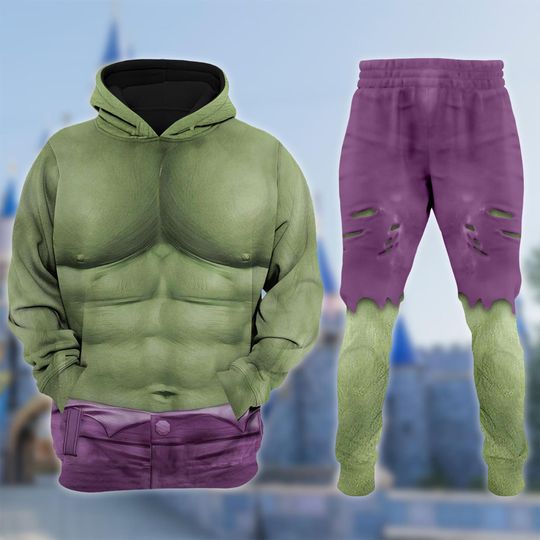 The Incredible Hulk Costume Clothing, Green Hulk Cosplay Costume 3D Hoodie, Super Hero Halloween Costume Outfit, All Over Print Hoodie