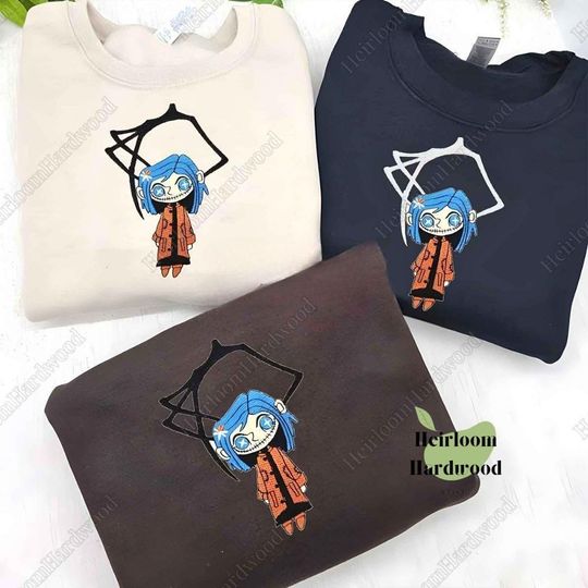 Halloween Coraline Embroidered Sweatshirt, Horror Coraline Doll Shirt, Coraline Jones Shirt, Animation Shirt, Spooky Season
