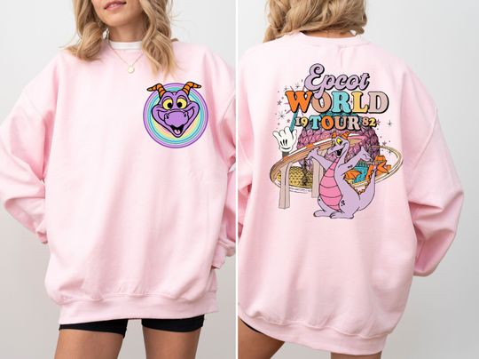 Two-sides Disney Figment Sweatshirt, Purple Dragon Sweatshirt, Disney World Sweater, Disney Epcot World Tour Sweatshirt, Figment Sweatshirt