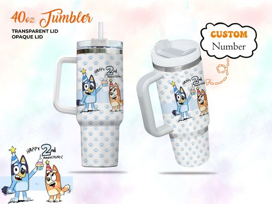 BlueyDad Bingo Tumbler 40 Oz, Personalized Anniversary Tumbler Handle