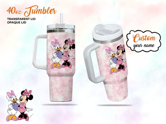 Daisy Duck Tumbler 40 Oz, Personalized Daisy And Minnie Mouse Tumbler Handle