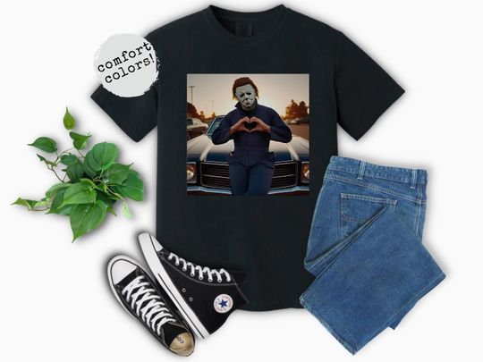 Michael Myers Heart Hands Shirt Halloween Scary Movie T-Shirt Slasher Movie Birthday Gift 70s 80s Vintage Horror Tee Thriller Movie TShirt