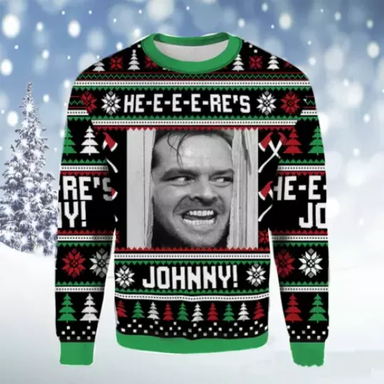 Here's Johnny The Shining Ugly Christmas Sweater (AOP) Size S-5XL