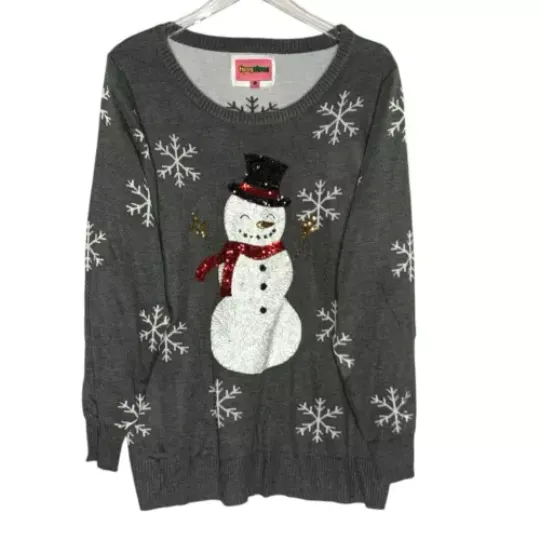 Tipsy Elves XL NEW Womens Sequined Snow Day Plus Size Ugly Christmas Sweater