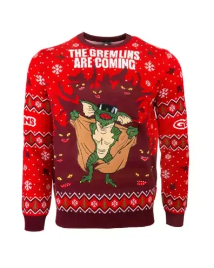 OFFICIAL CHRISTMAS JUMPER UGLY SWEATER GREMLINS XMAS MOVIE FLASHER 80'S HORROR