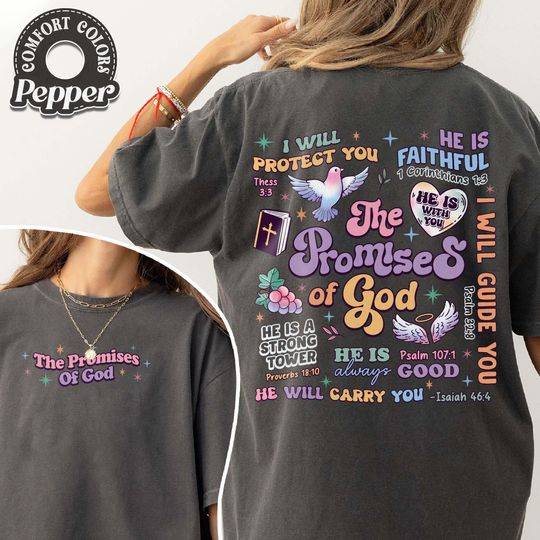 Promises From God Comfort Colors Shirt, Christian Shirt, Inspirational T-shirt, Religious Shirt, Bible Verse Shirt, Faith T-shirt
