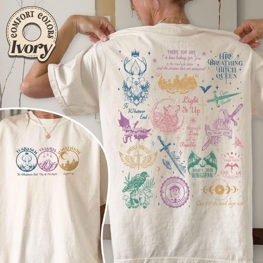 Acotar Comfort Colors Shirt. Throne of Glass Shirt, Fireheart Terrasen Shirt, to Whatever End Shirt, Manon Blackbeak Throne of Glass Shirt