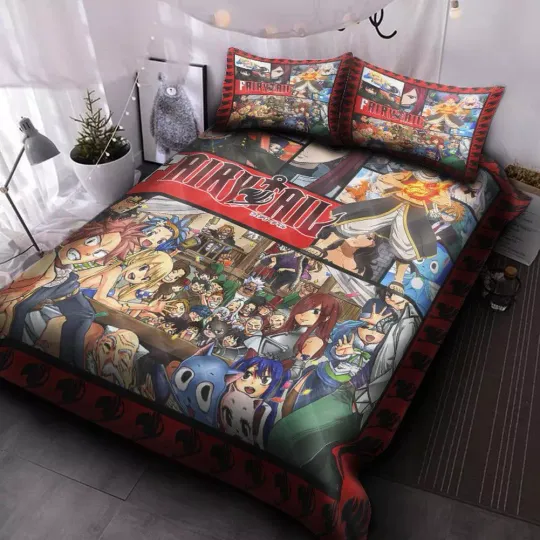 Fairy Tail Anime Quilt Duvet Cover Set Pillowcase Soft Queen Children