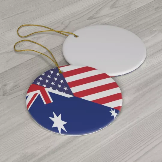 Australian American Flag Ceramic Ornaments | Australia USA Holiday Christmas