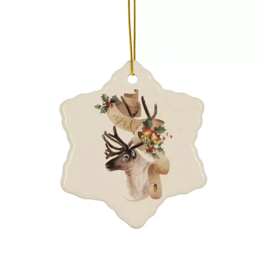 Ceramic Christmas Ornament Gift, 3 Shapes, Santa's Reindeer Cupid