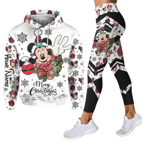 Christmas Minnie Mouse Hoodie And Leggings, Custom Minnie Shirt, Disney Movie Cartoon Hoodie, Minnie Xmas Hoodie, Birthday Gift For Her