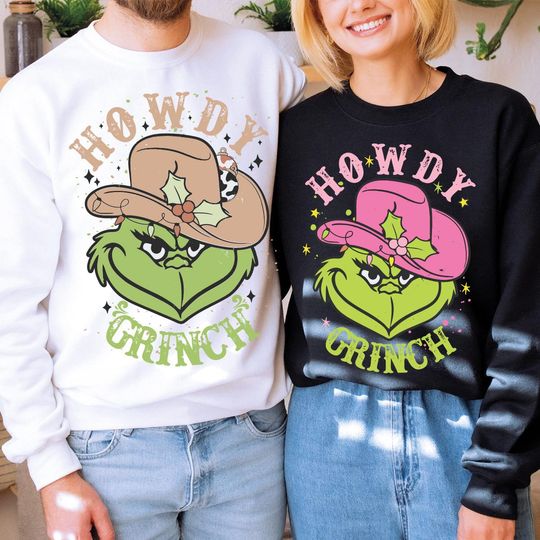 Christmas Howdy Sweatshirt, Cowboy Christmas Shirt, Santa Christmas Shirt, Couple Christmas Party Tee, Xmas Lights Shirt, Whoville Sweater