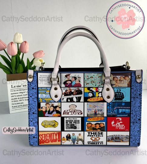 Seinfeld Leather Handbag, Seinfeld Christmas Woman Handbag, Shoulder Bag, Crossbody Bag, Top Handle Bag, Vintage Handbag